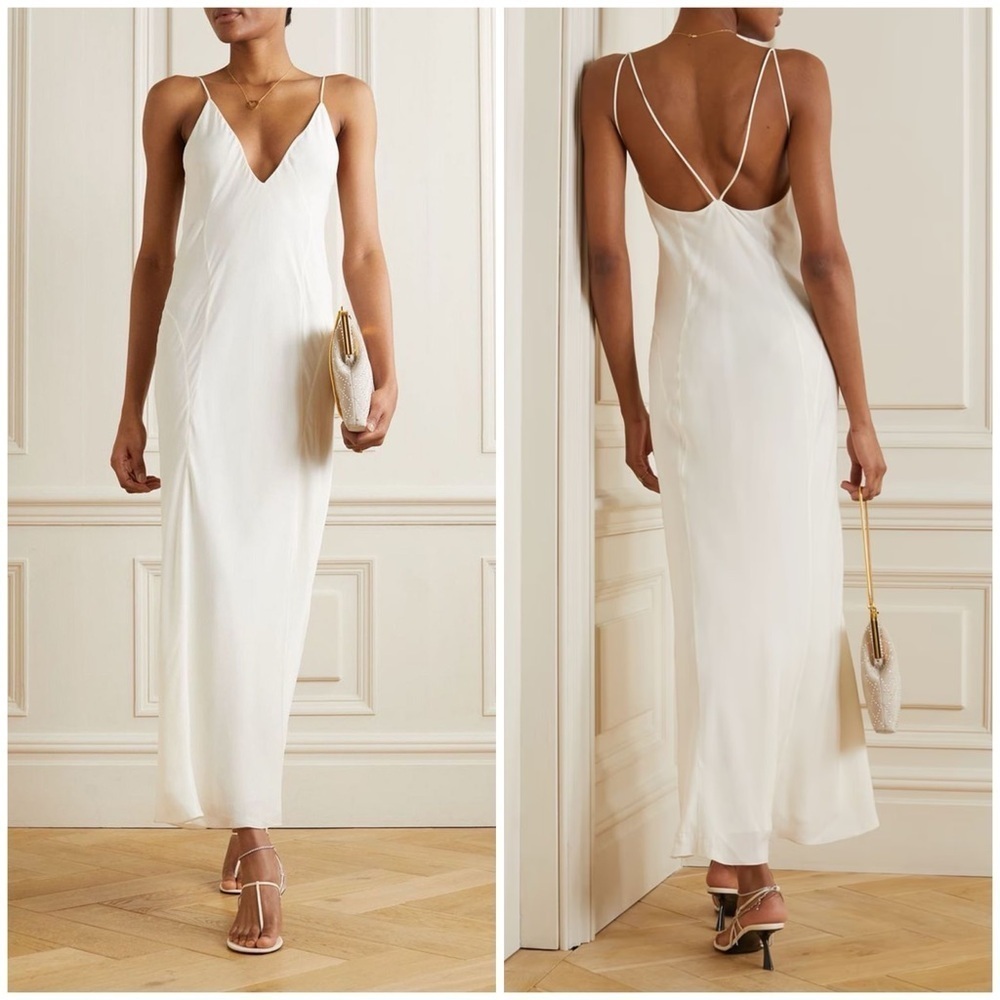 NWT Khaite Carina Silk Georgette Maxi Dress Modern Bride Wedding Sz 6